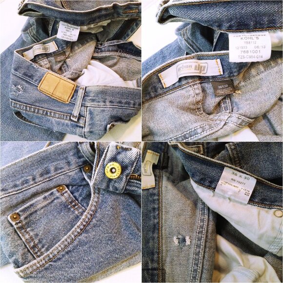 2013 Urban Pipeline UP Denim Jeans Men-38x30 Baggy Wide-Leg Faded Fray Hem Flaws - Picture 8 of 11